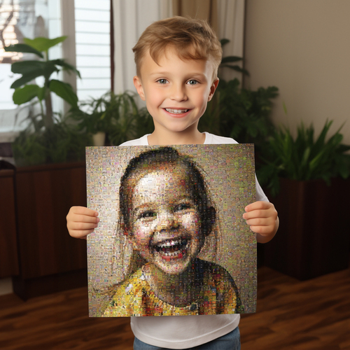 Ontwerp je eigen fotomosaïek van kind foto's als uniek cadeau